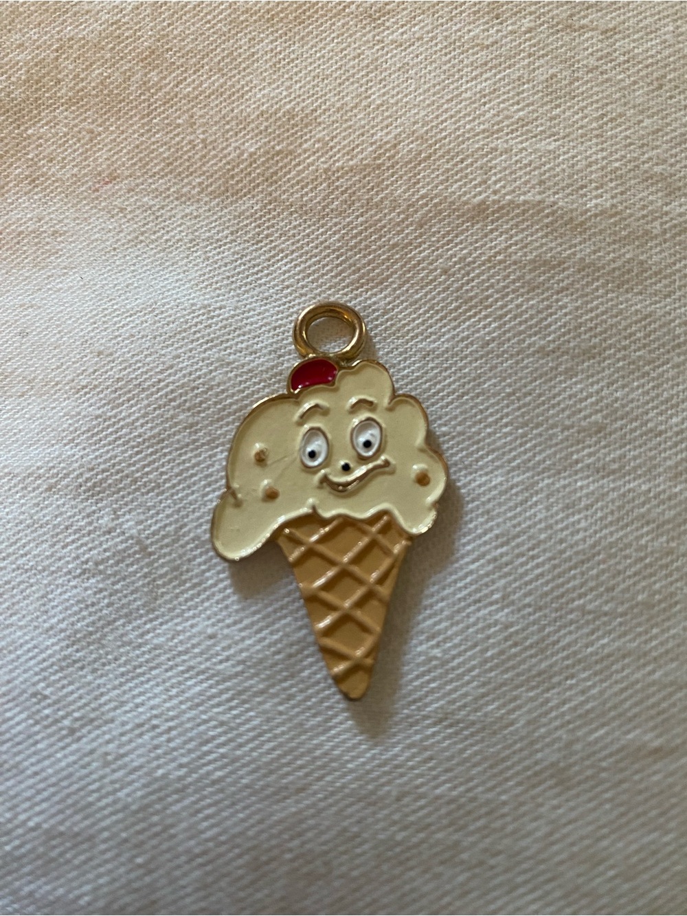 Smiling Cream Ice Cream Cone Charm Pendant for Kids